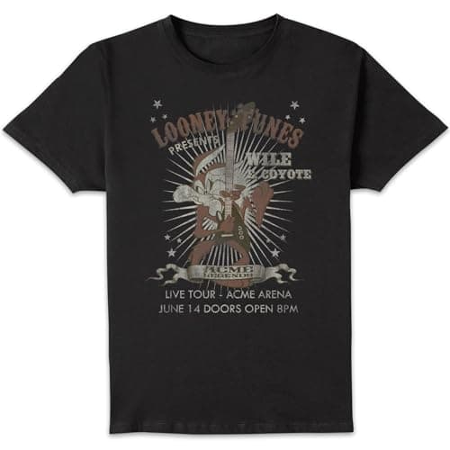 Image of Official Looney Tunes Wile E Coyote Guitar Arena Tour T-Shirt - Black - 4XL