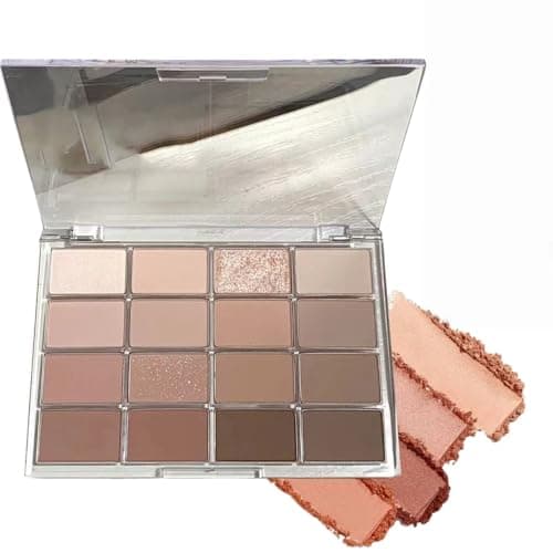 Image of 16 Colours Brown Grey Nude Eye Shadows Palette,Long Lasting Shimmer Eyeshadow Make-Up Palettes,Waterproof Brown Eyeshadow Palette,Neutral Makeup Eye Shadows Palettes,Smoky Eyeshadow Palette Makeup