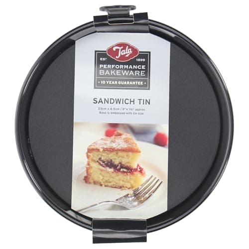 Image of Tala Performance, Loose Base Round Sandwich Cake Tin 24.1 cm, Professional Gauge Carbon Steel with Eclipse Premium Non-Stick Coating, Cake Pan; for Bakes, sponges, cheesecakes, 24.1x24.1x5.0 cm