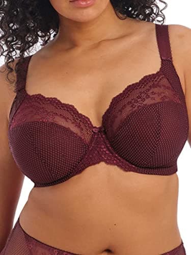 Image of Elomi Women's Plus Size Charley Stretch Lace Underwire Plunge Bra, Aubergine, 44DD
