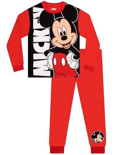 Image of Disney Mickey Mouse Pyjamas, Mickey Boys Pyjamas, Long Sleeve Kids Pjs, Cool Boys' Pyjama Sets, Red 7-8 Years