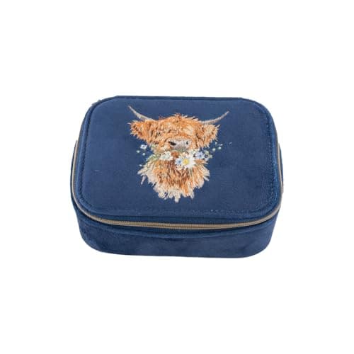 Image of Wrendale Designs by Hannah Dale 'Daisy Coo' Highland Cow Embroidered Accessory Case