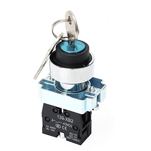 Image of STARELO 22mm Key Switch 2 Position Maintained 1NO Latching Rotary Key Switch 10A 440V XB2-10Y/21.(2 Position Maintained)