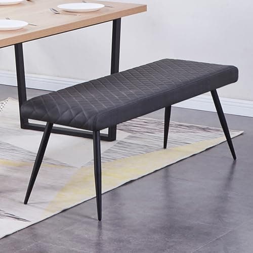 Image of JaHECOME Faux Leather Upholstered Dining Bench Grey Heavy Duty Kitchen Table Bench 130cm Length for Dining Room Living Room Entryway