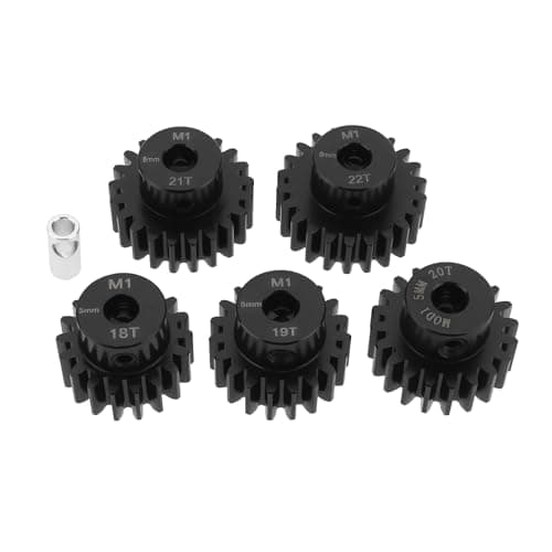 Image of SG Store 5Pcs Mod 1 M1 Pinion Gear 5mm Bore Hardened Steel Motor Gear 18T 19T 20T 21T 22T with 5mm to 3.175mm Shaft Coupler for Rc Car Brushed Brushless Motor