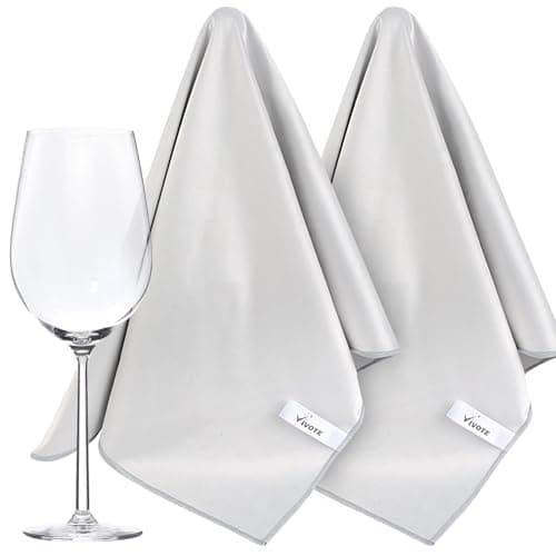 Image of VIVOTE Microfibre Glass Cleaning Cloths 51x70cm, 2 Packs Large No Lint Window Cleaning Cloths, Reusable Wiping Polishing Cloths for Glass, Lenses, Screens, Glass Cloths, Light Grey
