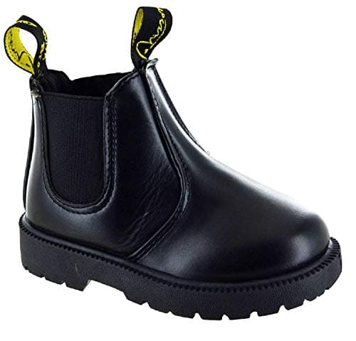 Image of sole london KIDS BOYS GIRLS DEALER BIKER PULL ON ANKLE CHELSEA RIDING SCHOOL SHOES BOOTS SZ Black