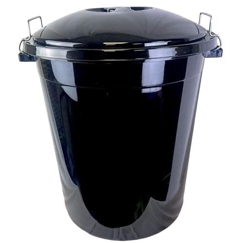 Image of Srendi® 50L Hygienic Plastic Bin/Waterproof/Rodent Proof/Ideal for Outdoor/Animal Feed/Food/Storage/Flour Locking Lid (Black)