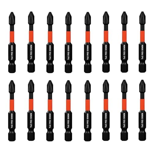 Image of 16 PCS 50mm PH2 Impact Duty Phillips Screwdriver Drill Driver Bits Sets, 1/4 Inch Standard Hex Fitting Magnetic Screwdriver Bits for Impact Drivers Compatible with Dewalt Milwaukee Bosch Makita
