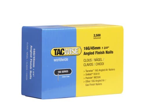 Image of Tacwise 0771 Type 16G / 45 mm Galvanised Angled Finish Nails, 20° Inclined, Pack of 2500