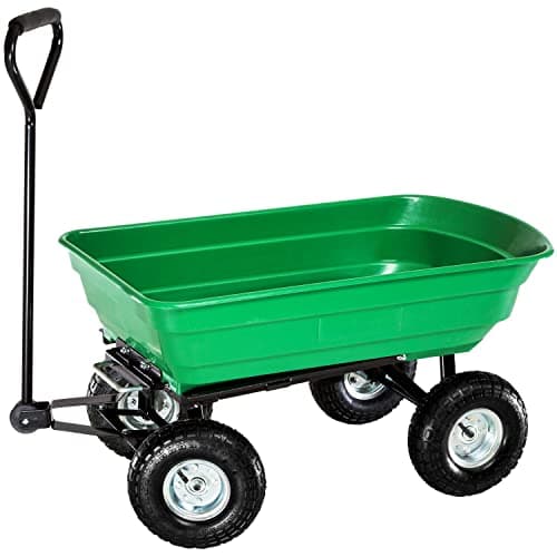 Image of Oypla Heavy Duty Green Garden Cart with Tipping Barrow Trolley