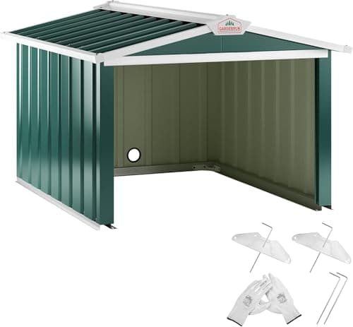 Image of GARDEBRUK® Robot Lawnmower Garage | 86x100x63cm | Gable Roof | Metal Shed Garden Storage | Ideal Gadgets for Men & Gardening Gifts for Men | Storage Solutions for Robotic Lawn Mower | Green