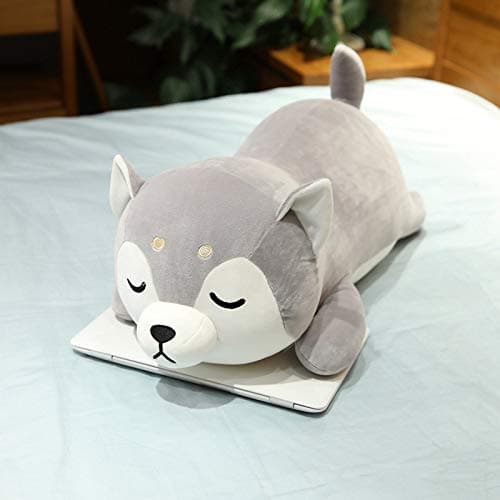 Image of YIUNL Soft Husky Dog Plush Toys Cute Husky Pillow Stuffed Animal Doll Sofa Decor Cushion for Children Birthday Gift 35cm Grey