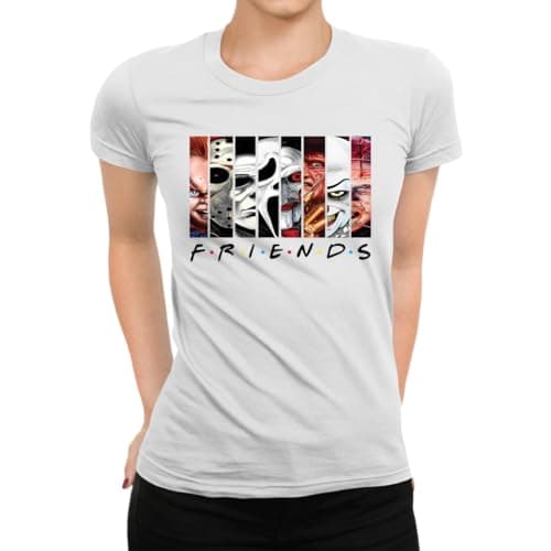 Image of Horror Costume Friends Halloween Scary Film Women's T-Shirt, White, S