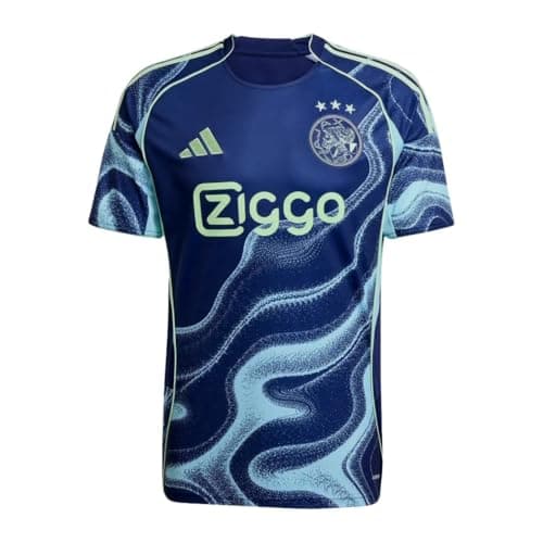 Image of adidas Ajax Amsterdam Men's Away Football Shirt, Navy Blue and Aqua, 2025-26 Season (UK, Alpha, L, Regular, Regular)