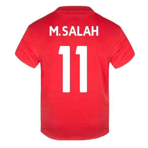 Image of Liverpool FC Boys Salah 11 Poly T-Shirt Red White 6-7 Years