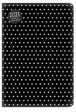 Image of 2021 Diary A5 Week to View Hardback Diary Polka Dots Ladies Diary (Polka Dots Black)