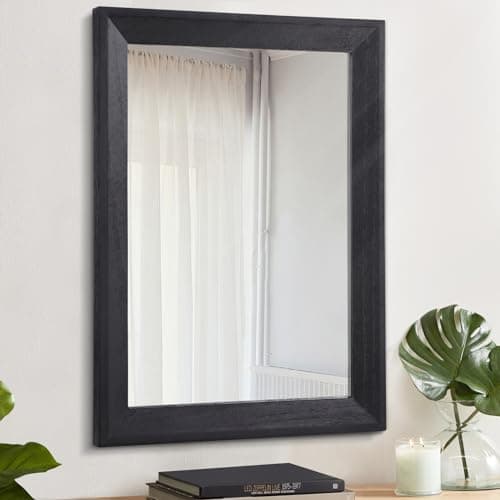 Image of AAZZKANG Black Mirrors for Wall with Rectangle Wood Framed Decorative Wall Hanging Mirror for Bedroom Bathroom Living Room Home Decor