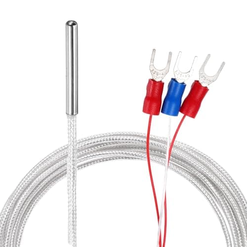 Image of sourcing map RTD PT100 Temperature Sensor Probe, -50℃ to 200℃ Temperature Controller Stainless Steel Thermocouple Waterproof with 3 Wire Terminal, 9.8ft