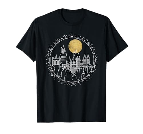 Image of Harry Potter Hogwarts Full Moon Line Art T-Shirt