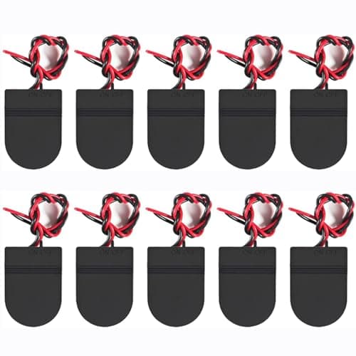 Image of AEDIKO 10pcs CR2032 Battery Holder 1x 3V Coin Cell Battery Socket Holder Case Box with Wire Lead ON-OFF Switch (Black)