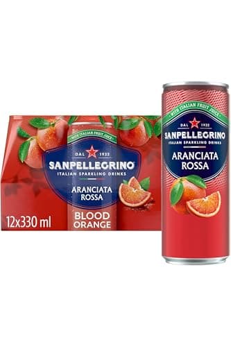 Image of San Pellegrino Italian Sparkling Drinks Tastefully Light Sparkling Blood Orange Canned Soft Drink 12 x 330ml | 69 kCals per Can