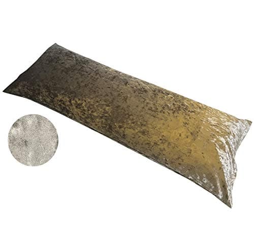 Image of Lancashire Bedding Crushed Velvet Bolster Pillowcase with envelope closing Soft and Durable (Silver, King 5ft) - PILLOWCASE ONLY