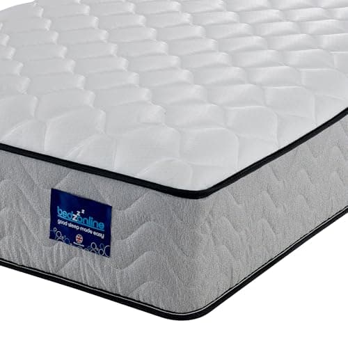 Image of BEDZONLINE Memory Foam & Coil Spring Mattress - 4ft6 Double | 20cm Thick Hybrid Memory Foam & Open Coil Spring | Body Support, Spinal Alignment & Pressure Relief | UK Made & Hypoallergenic