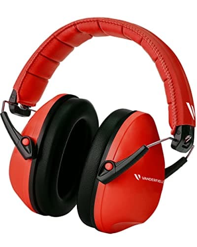 Image of Vanderfields Premium Hearing Protection Ear Defenders - Broad Spectrum Sound Reduction 32 dB at 2K Hz Noise Cancelling - Headset Safety Noise Cancellation - Headphones Kids 3-12 - Red