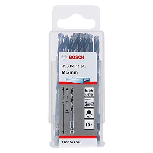 Image of Bosch Professional 10pc PointTeQ Hex Drill Bit (for Metal, Ø: 5.0 mm, Total Length: 91 mm, ¼’’ Hex Shank, Accessory for Impact Drivers and Drill Drivers)