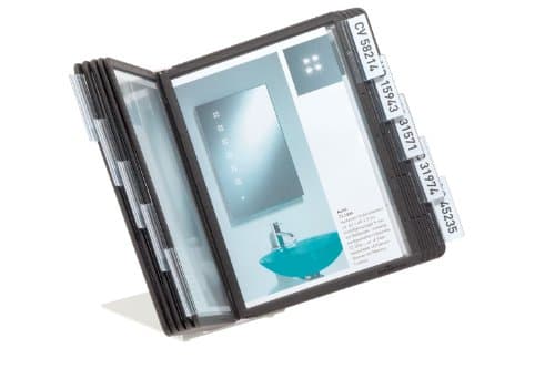 Image of Durable VARIO Display Panel Desk Unit | 10 Panels and Tabs in Assorted Colours | Ideal for Storing and Display ing A5 Documents