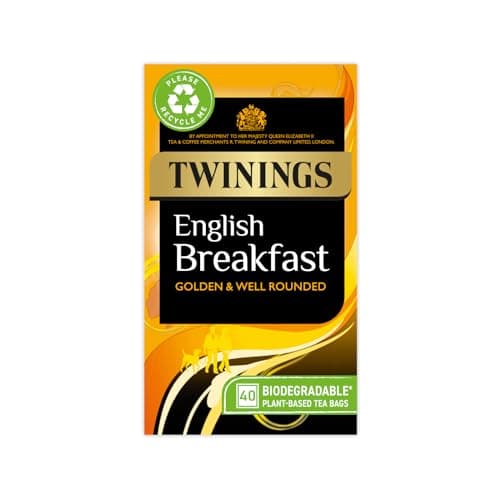 Image of Twinings English Breakfast Tea | Golden, Well Rounded & Full Bodied Black Tea | 40 Biodegradable Tea Bags
