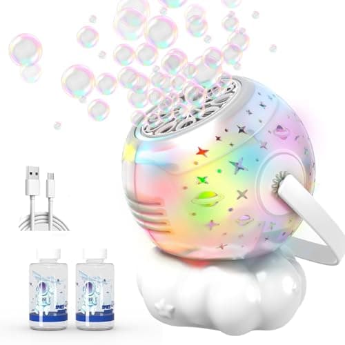 Image of Bubble Machine,Make 30% Larger Bubbles,600mL Automatic Bubble Maker Toys for Kids Boys Girls Baby Toddlers with 2 Bottles of Liquid,Electric Bubble Wand with Light/Bubble Solution/Battery Powered