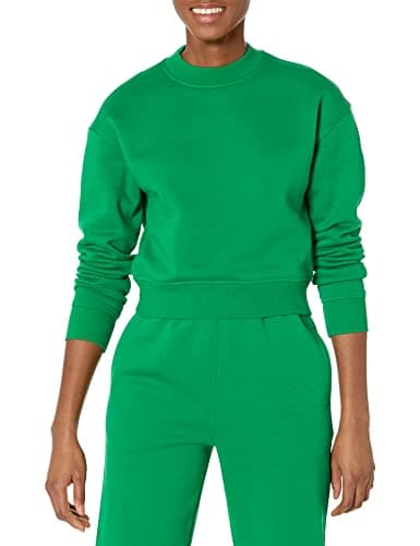 Image of Amazon Essentials Women's Cropped Drop-Shoulder Sweatshirt (Available in Plus Size), Green, M