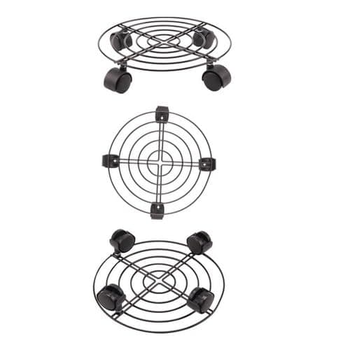 Image of 3 Pack Heavy Duty Plant Caddy with Wheels, 27cm Round Metal Plant Trolley for Indoor Outdoor Pots, Garden Dolly with Movable Feet for Plant Stand & Parasol Base