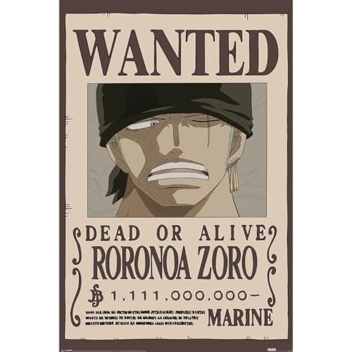 Image of Pyramid International One Piece (Wanted Zoro) Maxi Poster, Premium Wall Art 91.5cm x 61cm, Licensed Merchandise