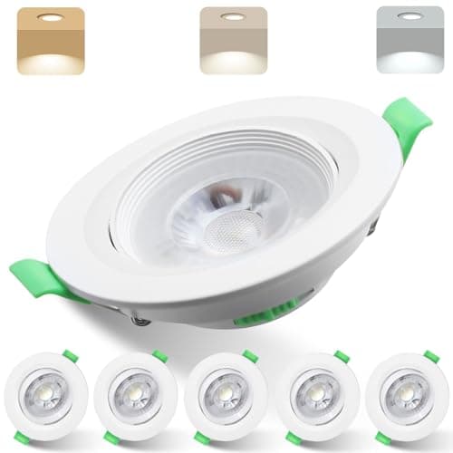 Image of LED Downlights Dimmable 7W Ultra Slim, 30° Swivel LED Recessed Ceiling Lights, Warm White 3000K Natural White 4000K Cool White 6500K Adjustable, IP44 Round Spotlights for Bathroom Kitchen Living Room