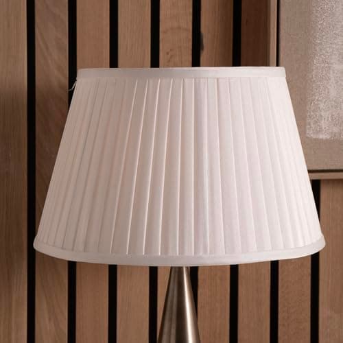 Image of Pacific Lifestyle Empire Pleat Lampshade for Table & Living Room Lamps | Cotton Knife Pleat Shade for Standard Lamps | Contemporary Tapered Pleated Lamp Shade (White, 25cm Diameter)