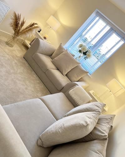 Image of Plush Velvet 3+2 Settee Sofa Sets - Dylann 2 Seater & 3 Seater - Cream, Scatter Back & High Back - Modern Seaters Suite (Cream, Scatter Back)