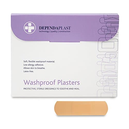 Image of Dependaplast Washproof Plasters - 7.5 cm x 2.5 cm, Flexible PU Plastic Film, Secure Adhesive, Breathable, Waterproof - Box of 100