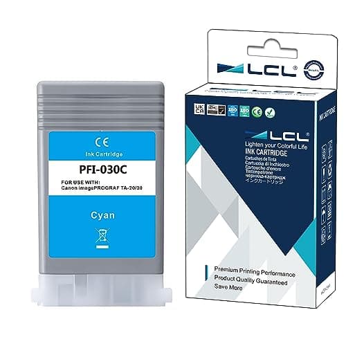 Image of LCL Compatible Ink Cartridge PFI030 PFI-030 PFI030C PFI-030C (1Pack Cyan) Replacement for Canon ImagePrograf TA-20 TA-30 TM-240 TM-340