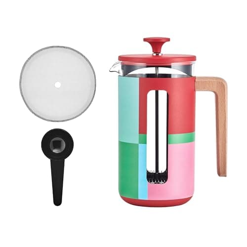 Image of La Cafetière Pisa 8 Cup Cafetière, Large French Press Coffee Maker with Geometric Design, 1L Ceramic Heat Resistant Cafetière with Easy-Grip Plunger, Ideal for Loose Tea and Ground Coffee