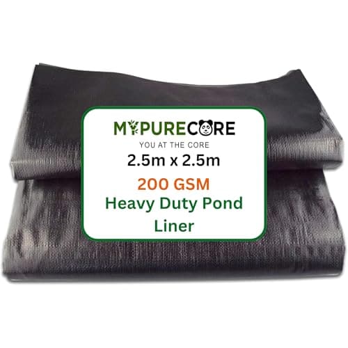 Image of MYPURECORE Pond Liner – Various Sizes – Heavy Duty HDPE Material - UV & Tear Resistant, Flexible for Koi & Fish Pools, Water Gardens - Ideal for Small to Large Ponds, Wildlife (2.5m x 2.5m)