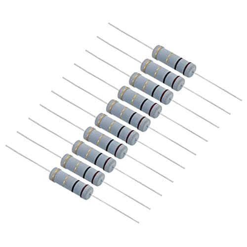 Image of PATIKIL 5Watt 1 Ohm Carbon Film Resistor, 10 Pcs 5% Tolerance Resistors Axial Lead Colored Ring for DIY Projects and Experiments