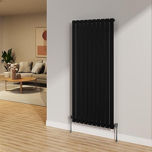 Image of NRG 1600x680mm Black Radiator Vertical Flat Panel Bathroom Designer Single Rad Central Heating