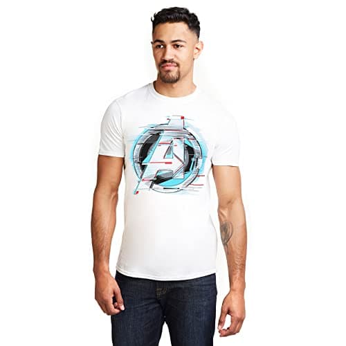 Image of Marvel Men's Endgame Quantum Logo T-Shirt, White (White White), XX (Size:XX-Large)