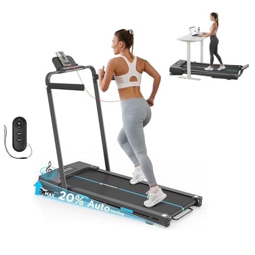 Image of GEOTECH Heavy-Duty Walking Pad Treadmill with 20% Auto Incline, 400lbs Capacity, 4HP Brushless Motor, Ultra-Quiet, Compact Folding Treadmill Under Desk Treadmill for Home & Office Use