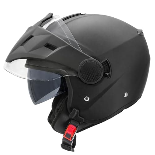 Image of Zorax ZOR-629 Motorbike Open Face DVS Helmet With Removable Peak ECE 2206 Approved - Matt Black L(59-60cm)