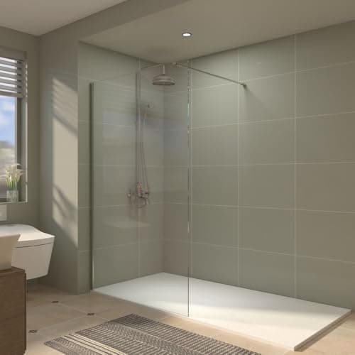 Image of Aquariss 1200mm Chrome Walkin Shower Screen 8mm Safety Clear Shower Glass Door Panel Reversible Easy Clean Wetroom Shower Enclosure Cubicle