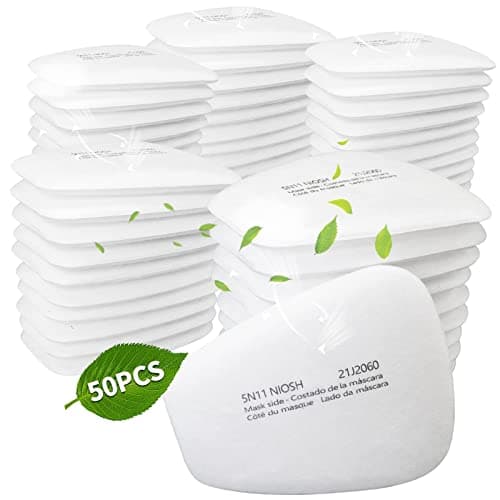 Image of 50PCS Filter Cottons of Respirator, 5N11 Replaceable Particulate Filter Cotton for Gas Respirator 6000 6100 6200 6800 7501 7502 Series, Used in Spray Paint Dust Particles, White